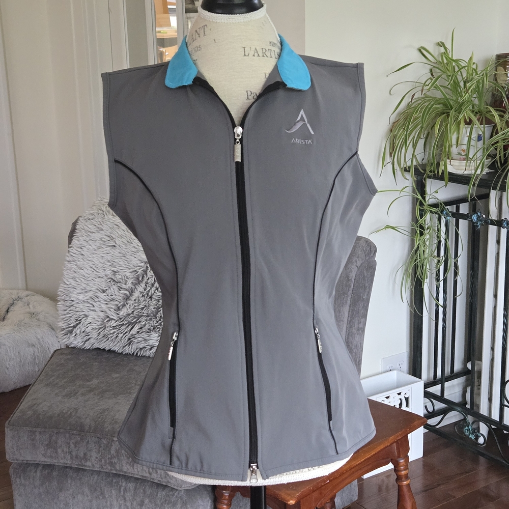 Aris Charcoal Vest with Vibrant Blue Collar